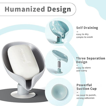 Easy Clean Bar Soap Dish Holder With Suction Cup Soap (Multicolor, Pack of 2)